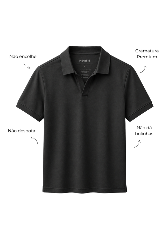 Polo Premium em Alg. Egípcio - Preta